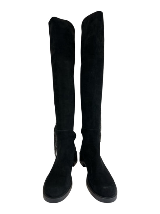 Stuart Weitzman Shoe Size 8.5 Black & Silver Suede Elastic Rhinestone Boots Black & Silver / 8.5