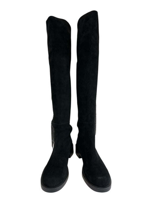Stuart Weitzman Shoe Size 8.5 Black & Silver Suede Elastic Rhinestone Boots Black & Silver / 8.5