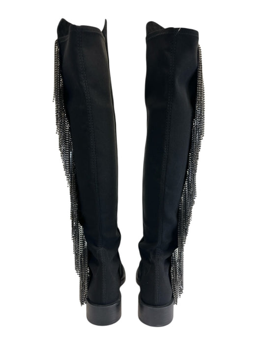 Stuart Weitzman Shoe Size 8.5 Black & Silver Suede Elastic Rhinestone Boots Black & Silver / 8.5