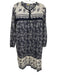 Matta Size M Navy & Multi Cotton Tie Front Long Sleeve Printed Dress Navy & Multi / M