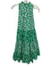 Ro's Garden Size S Green & White Cotton Sleeveless Tie Neck Floral Print Dress Green & White / S
