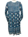 Matta Size S Blue & Multi Cotton Long Sleeve Floral Print Tie Neck Midi Dress Blue & Multi / S