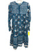 Matta Size S Blue & Multi Cotton Long Sleeve Floral Print Tie Neck Midi Dress Blue & Multi / S