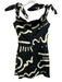 Isa Arfen Size 8 Black & White Cotton Blend Tie Shoulder Printed Mini Dress Black & White / 8