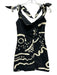 Isa Arfen Size 8 Black & White Cotton Blend Tie Shoulder Printed Mini Dress Black & White / 8