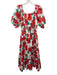 Cara Cara Size M Red, Green, White Cotton Shirred Waist Poppy Off Shoulder Dress Red, Green, White / M