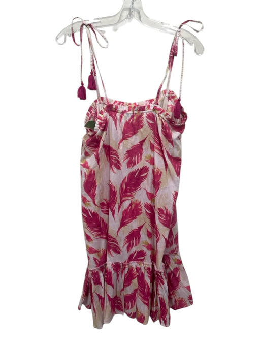 Bindu Size S Pink, White, Beige Cotton feather Tassel Detail Above Knee Dress Pink, White, Beige / S