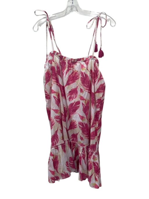 Bindu Size S Pink, White, Beige Cotton feather Tassel Detail Above Knee Dress Pink, White, Beige / S