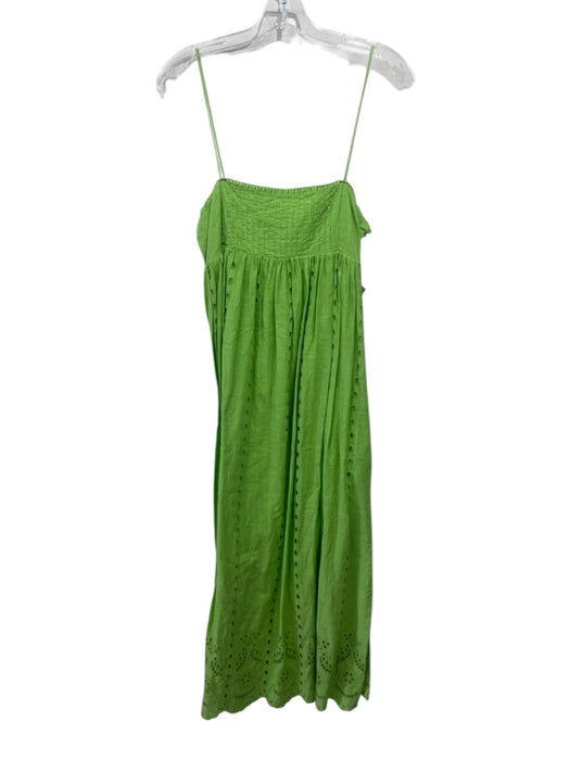 Zara Size M Green Eyelet Pintuck Maxi Dress Green / M