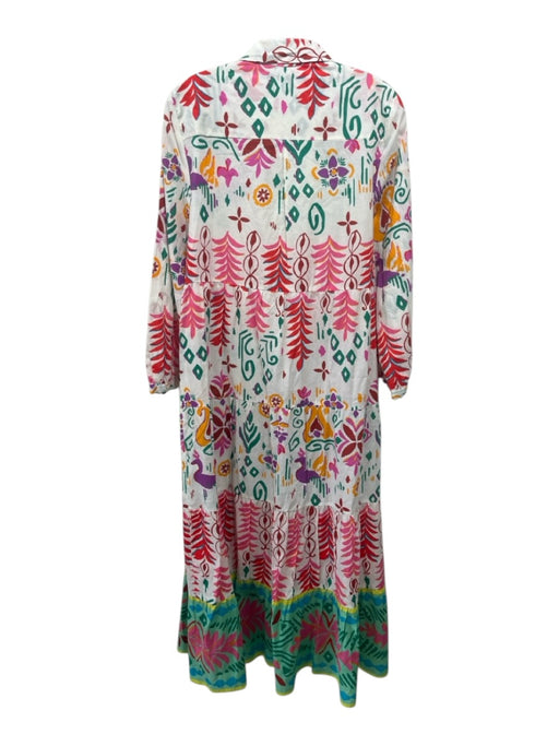 Zara Size S Cream, Green, Multi Cotton Abstract Leaves Button Down Maxi Dress Cream, Green, Multi / S