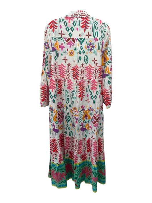 Zara Size S Cream, Green, Multi Cotton Abstract Leaves Button Down Maxi Dress Cream, Green, Multi / S