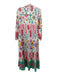 Zara Size S Cream, Green, Multi Cotton Abstract Leaves Button Down Maxi Dress Cream, Green, Multi / S