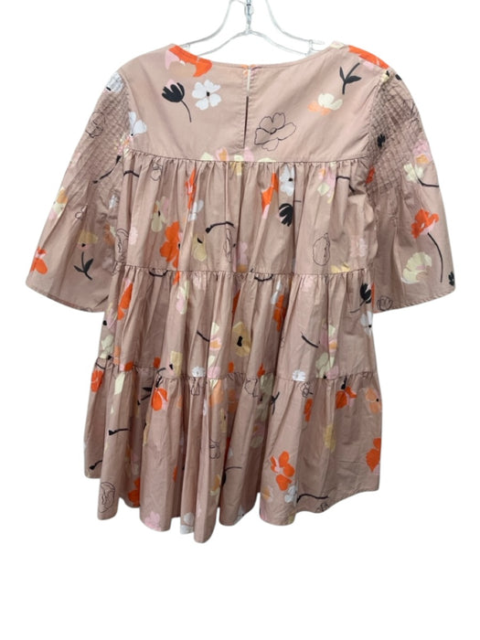 Merlette Size S dusty pink. orange, mutli Pima Cotton Pintuck Short Sleeve Top dusty pink. orange, mutli / S