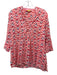 Roller Rabbit Size S Orange, White, Blue Cotton Chevron V Neck 3/4 Sleeve Top Orange, White, Blue / S