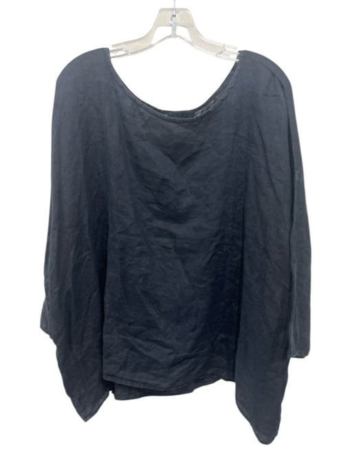 CP Shades Size XS Black Linen & Acetate Long Sleeve Wide Neck Boxy Top Black / XS