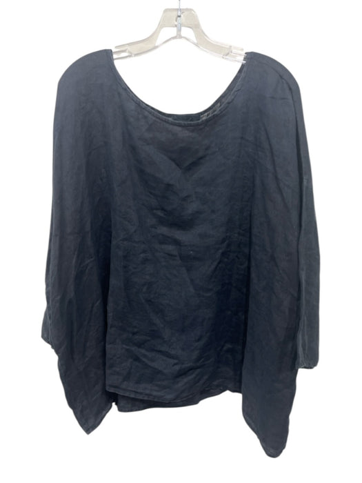 CP Shades Size XS Black Linen & Acetate Long Sleeve Wide Neck Boxy Top Black / XS