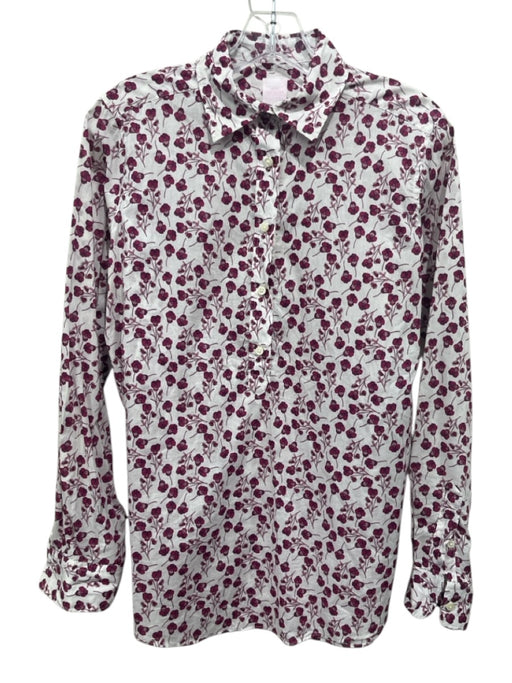 Ann Mashburn Size M White & Purple Cotton Flowers Long Sleeve Top White & Purple / M