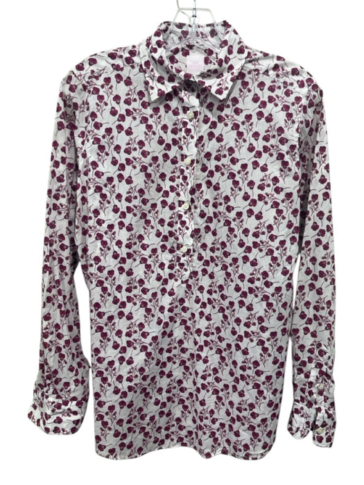 Ann Mashburn Size M White & Purple Cotton Flowers Long Sleeve Top White & Purple / M