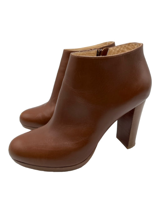 Christian Louboutin Shoe Size 37 Brown Leather Stacked Heel Side Zip Booties Brown / 37