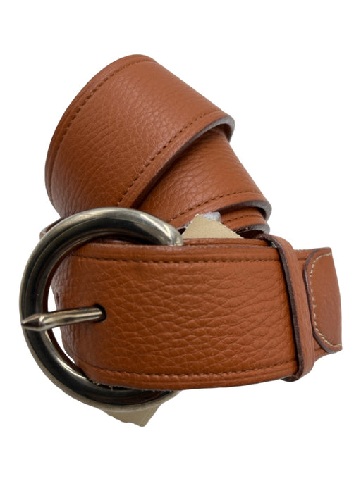Prada Brown & Gunmetal Leather Buckle Belts Brown & Gunmetal / 85/34