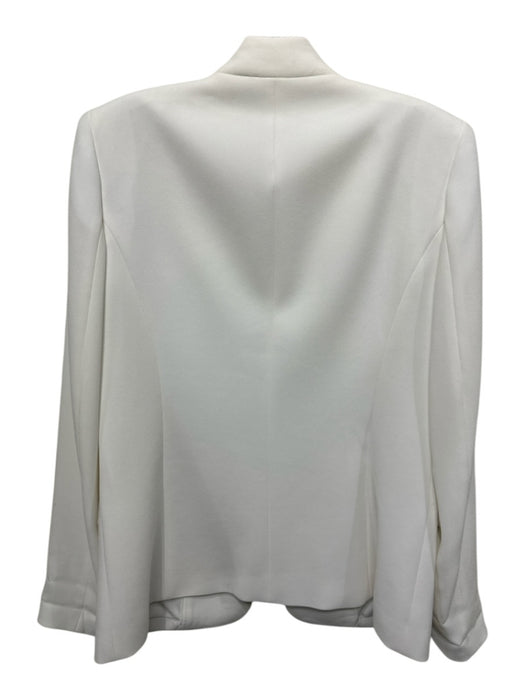 Elie Tahari Size 8 White Triacetate Blend Flap Pocket Hook & Eye Front Jacket White / 8