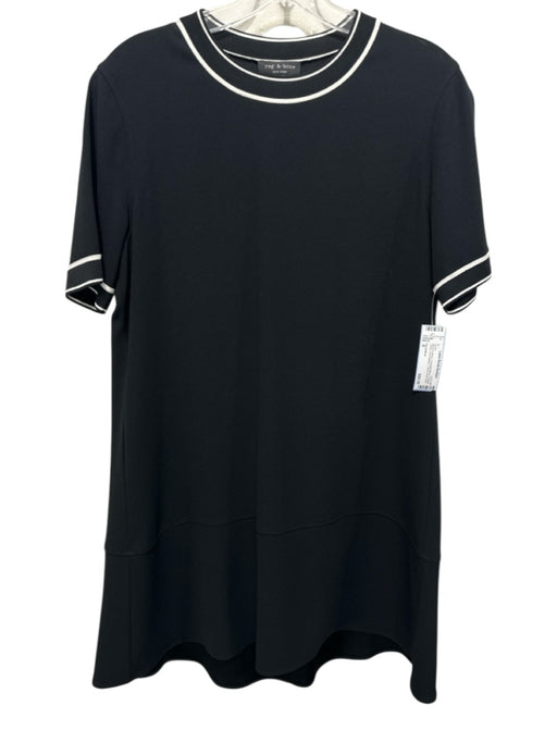 Rag & Bone Size S Black & White Triacetate Blend Contrast Piping T Shirt Dress Black & White / S