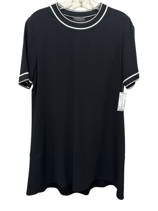 Rag & Bone Size S Black & White Triacetate Blend Contrast Piping T Shirt Dress Black & White / S