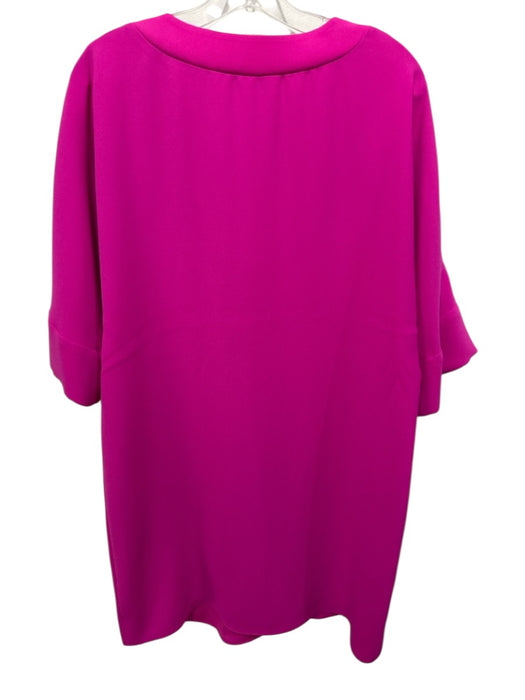 Trina Turk Size M Fuchsia Polyester Blend V Neck 1/2 Sleeve Dress Fuchsia / M