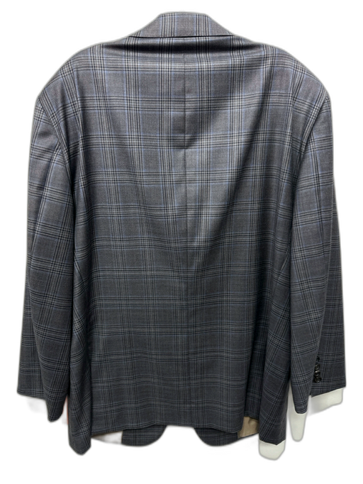 Hickey Freeman Gray, Black & Blue Wool Plaid 2 Button Men's Blazer Gray, Black & Blue / 48