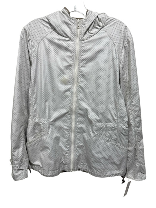 Doriani Size 46 White & Beige Polyamide Blend Perforated Zip Front Hooded Jacket White & Beige / 46