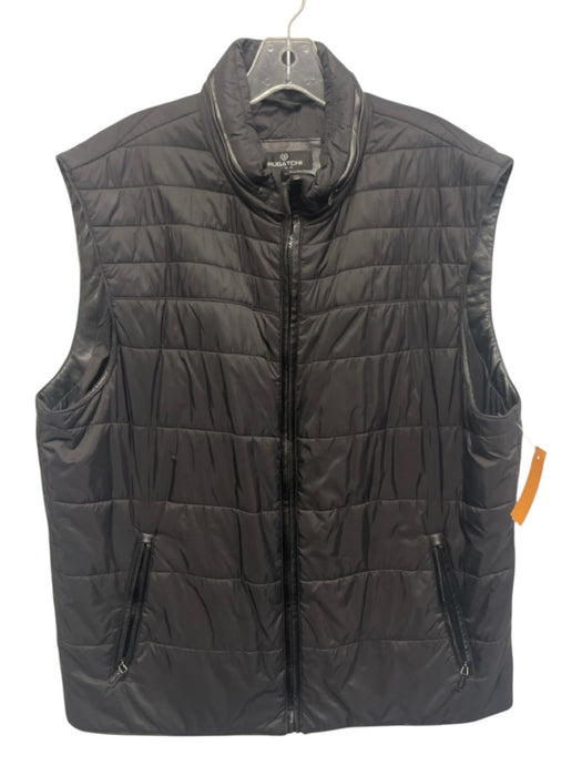 Bugatchi Size XXL Black Synthetic Solid Quilted Vest Men's Jacket Black / XXL