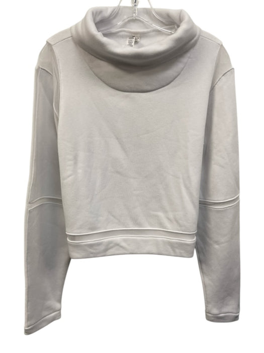 Alo Size M White Polyester Blend Mesh Detail Turtleneck Cropped Sweater White / M