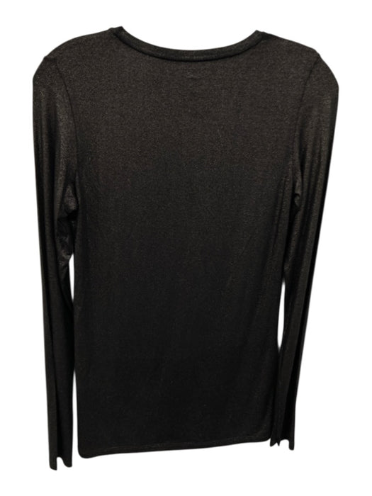 Majestic Filatures Size 2 Black Viscose Blend Shimmer Long Sleeve T Shirt Top Black / 2