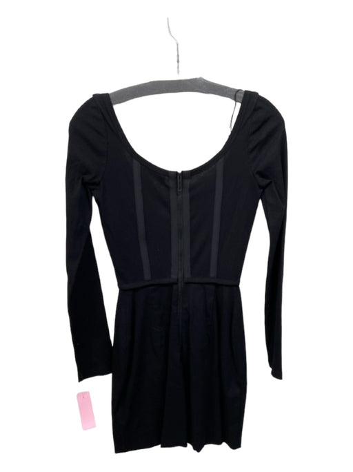 Dion Lee Size 8 Black Cotton Corset Round Neck Long Sleeve Bodycon Dress Black / 8