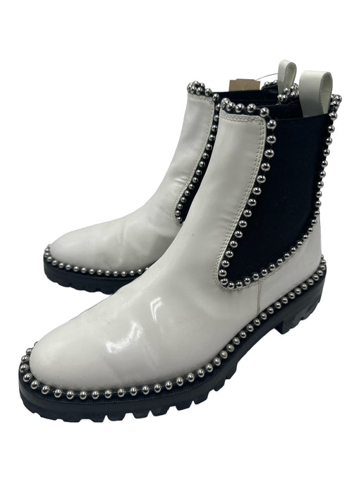 Alexander Wang Shoe Size 38 White, Black, Silver Leather Chelsea Studded Boots White, Black, Silver / 38