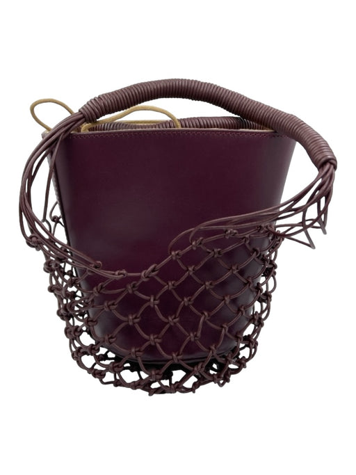 J. Crew Plum Leather Open Weave Double Top Handle Basket Bag Bag Plum