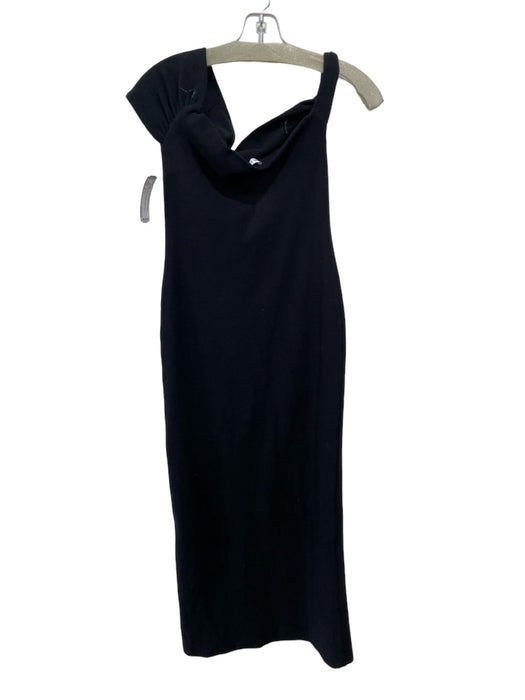 Third Form Size 4 Black Cotton Blend Assymetrical Neckline Cap Sleeve Maxi Dress Black / 4