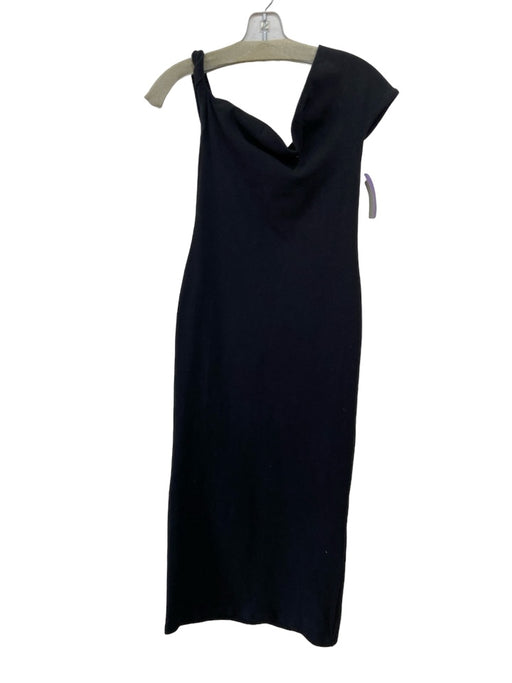 Third Form Size 4 Black Cotton Blend Assymetrical Neckline Cap Sleeve Maxi Dress Black / 4