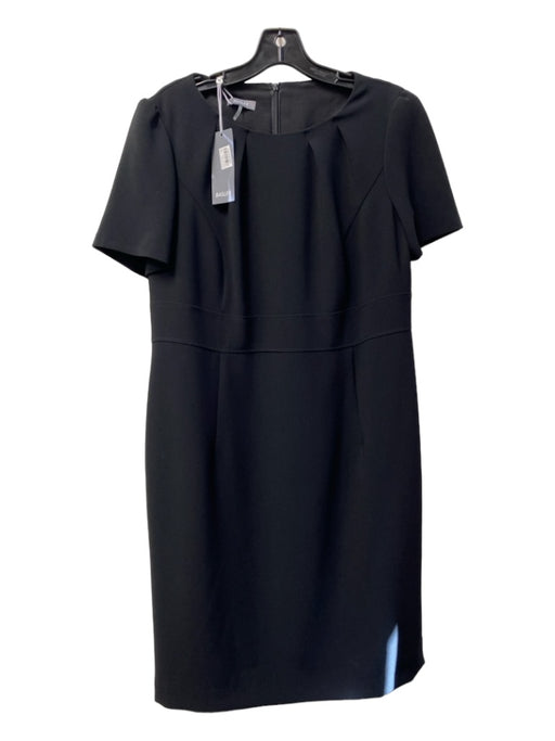 Basler Size 42 Black Triacetate Blend Short Sleeve Round Neck Back Zip Dress Black / 42
