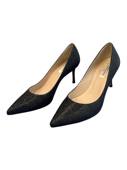 LK Bennett Shoe Size 39 Black Leather Shimmer Pointed Toe High Heel Pump Shoes Black / 39