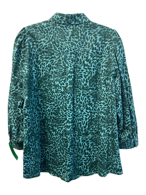 Tyler Boe Size M Teal & Green Cotton Collared Long Sleeve Button Down Top Teal & Green / M