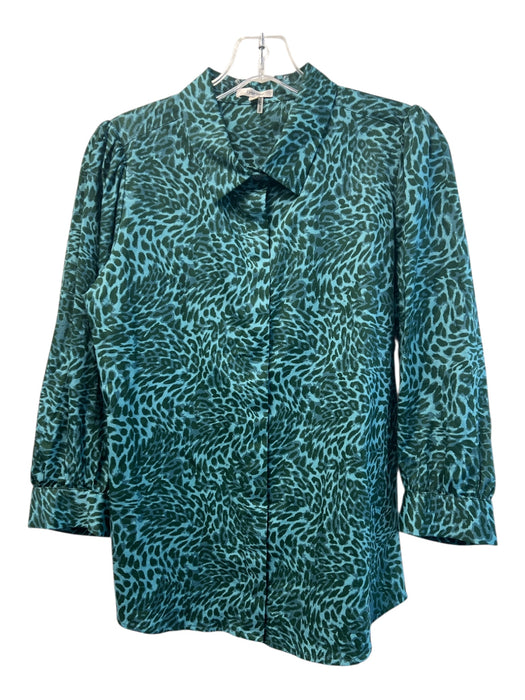 Tyler Boe Size M Teal & Green Cotton Collared Long Sleeve Button Down Top Teal & Green / M
