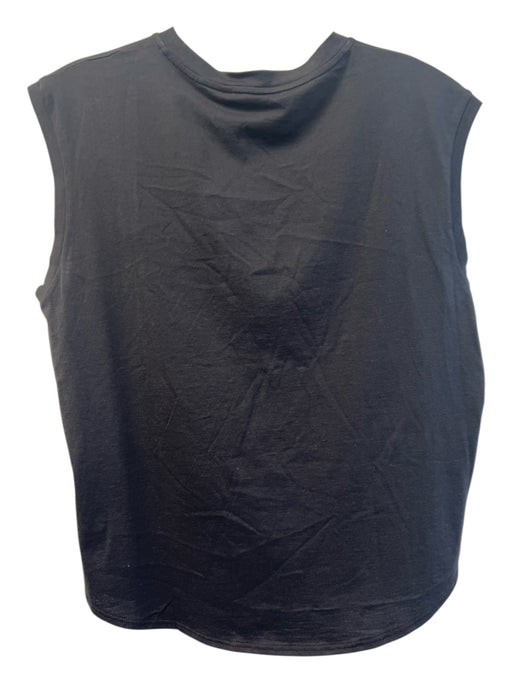 Theory Size M Black Cotton Crew Neck Sleeveless Solid Round Hem Top Black / M