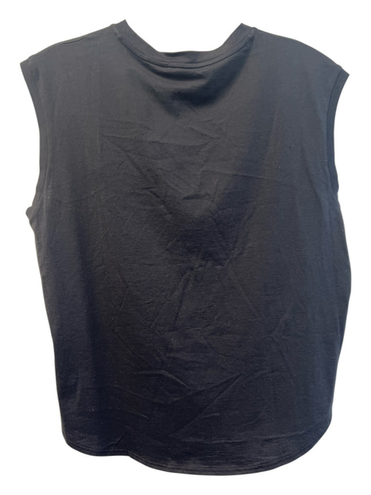 Theory Size M Black Cotton Crew Neck Sleeveless Solid Round Hem Top Black / M