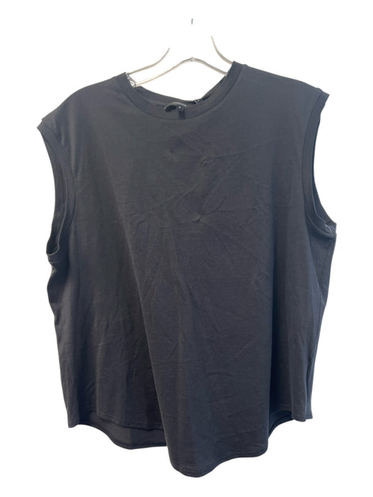 Theory Size M Black Cotton Crew Neck Sleeveless Solid Round Hem Top Black / M