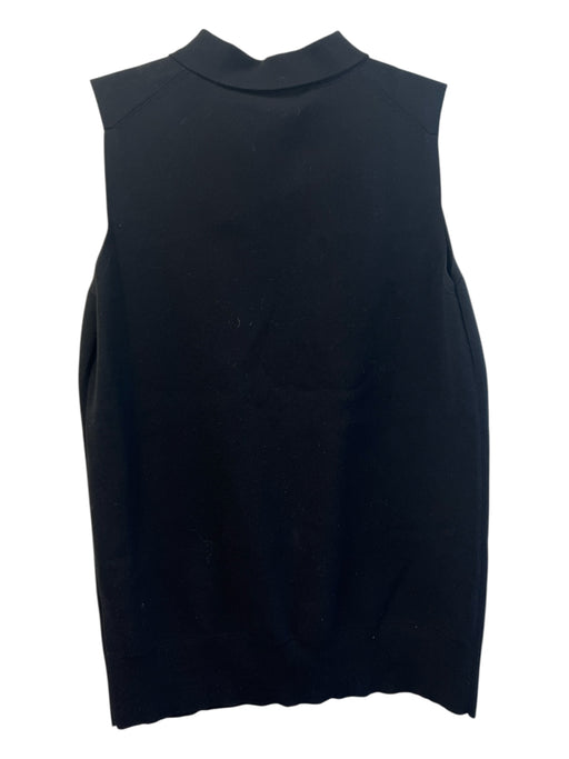 Lafayette 148 Size M Black Cotton Blend Collared Half Zip Sleeveless Top Black / M
