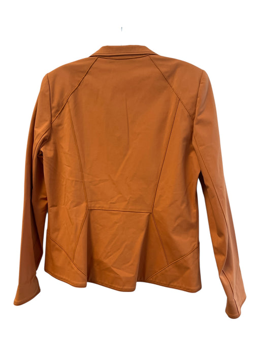 Lafayette 148 Size 8 Orange Cotton Blend Lapel Shoulder Pads Snap Button Jacket Orange / 8