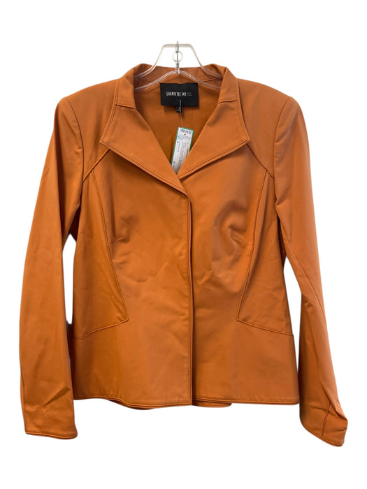 Lafayette 148 Size 8 Orange Cotton Blend Lapel Shoulder Pads Snap Button Jacket Orange / 8
