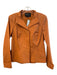 Lafayette 148 Size 8 Orange Cotton Blend Lapel Shoulder Pads Snap Button Jacket Orange / 8