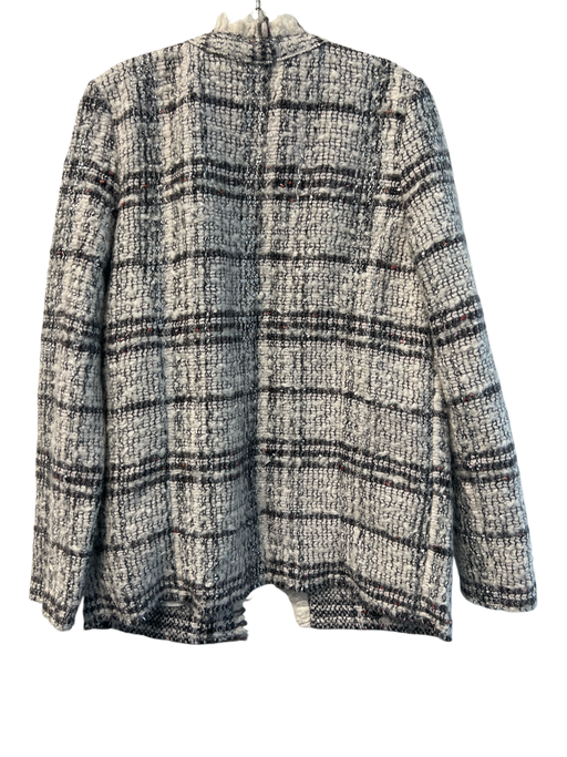 IRO Size 42 Grey & White Acrylic Blend Tweed Open Front Shimmer Fringe Jacket Grey & White / 42